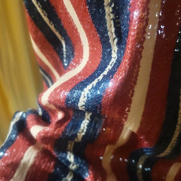 ZARA Sequined Lace Neckline Spaghetti Strap Blouse - Blue/Red/Black/Cream - Sz M - Picture 6 of 14